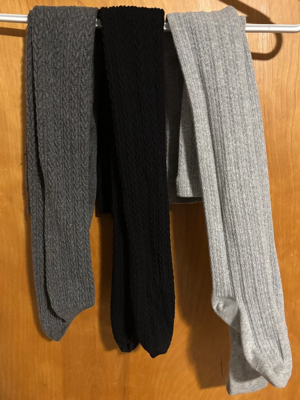 Tights Bundle - Woven Cable Knit Styled Dark & Light Gray Black Kids Tights